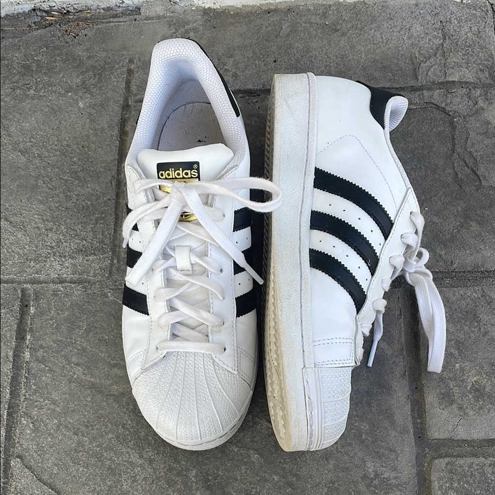 Women’s Adidas White and Black Shelltops